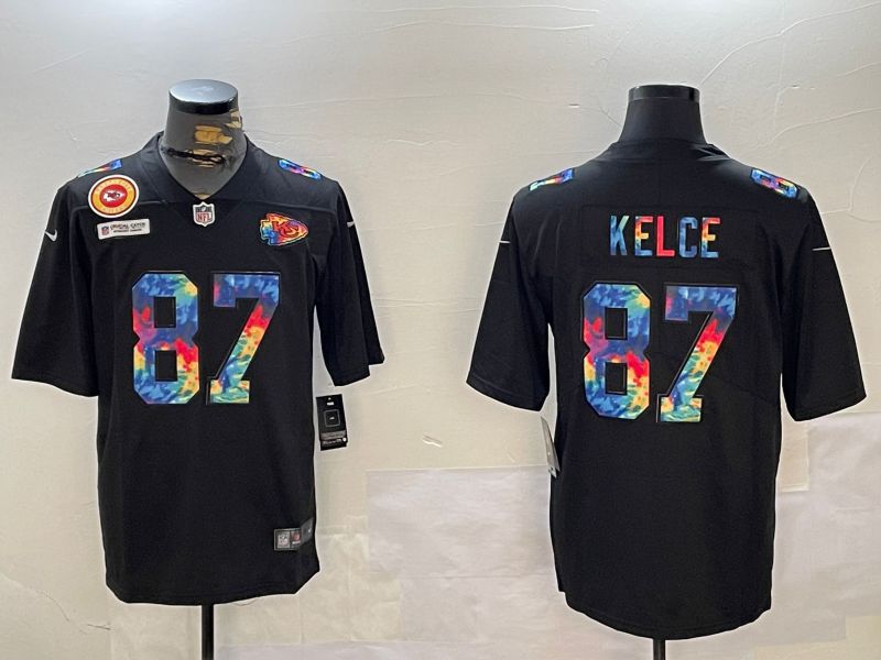 Men Kansas City Chiefs #87 Kelce Black 2024 Nike Vapor Limited NFL Jersey style 11